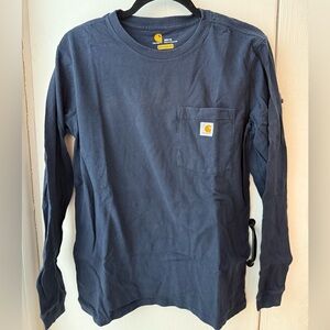 Carhartt Women’s Navy Blue Relaxed Fit Midweight Long Sleeve Pocket T-Shirt